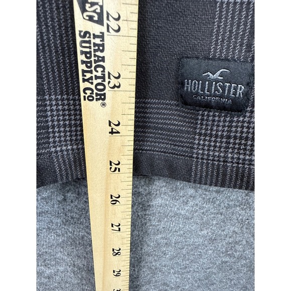 Hollister Grey Plaid Crossover Hood Fleece Hoodie Embroidered Spell Out Mens S - Picture 8 of 11